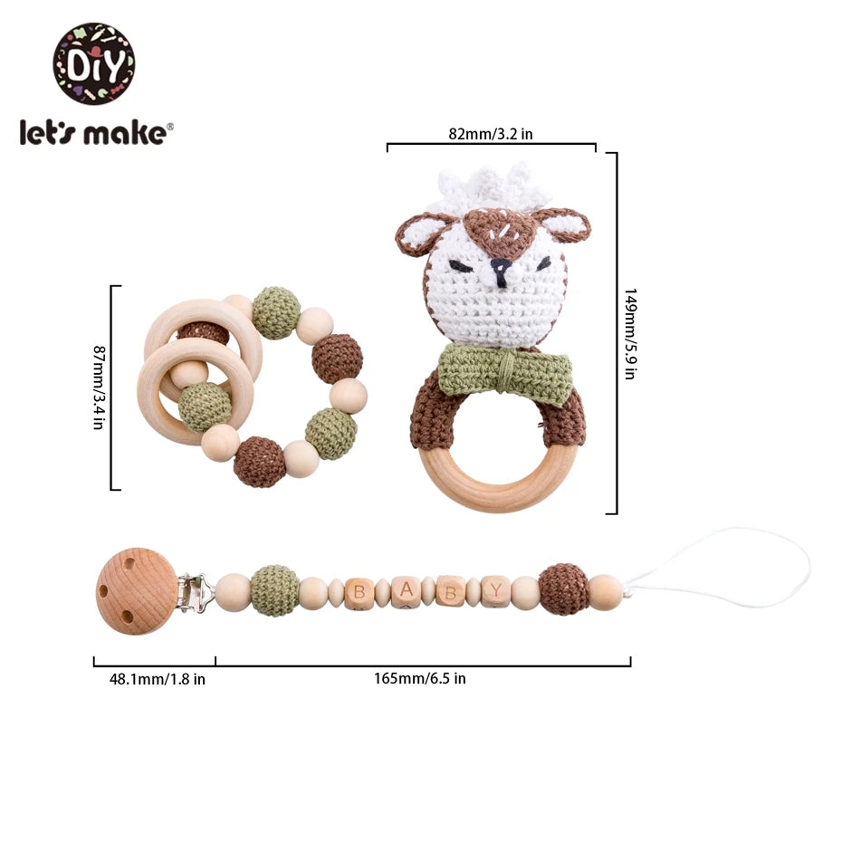 Let's Make 1pc Wooden Teether Amigurumi Baby