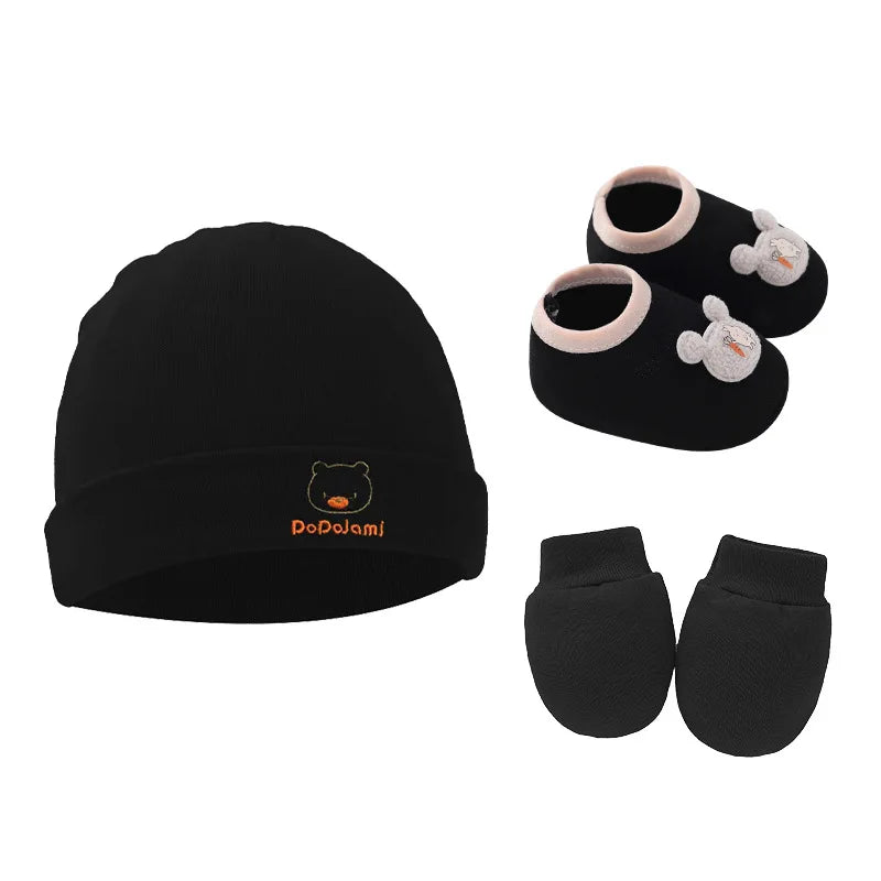 3-Piece Cotton Baby Beanie Set