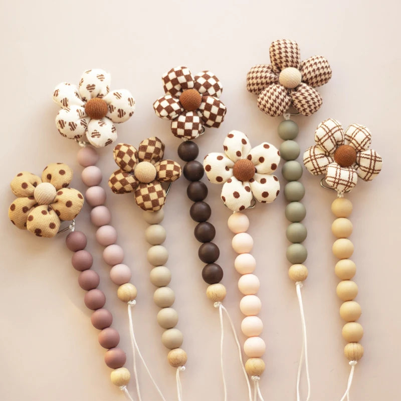 Baby Pacifier Holder Flower Silicone Dummy Clip