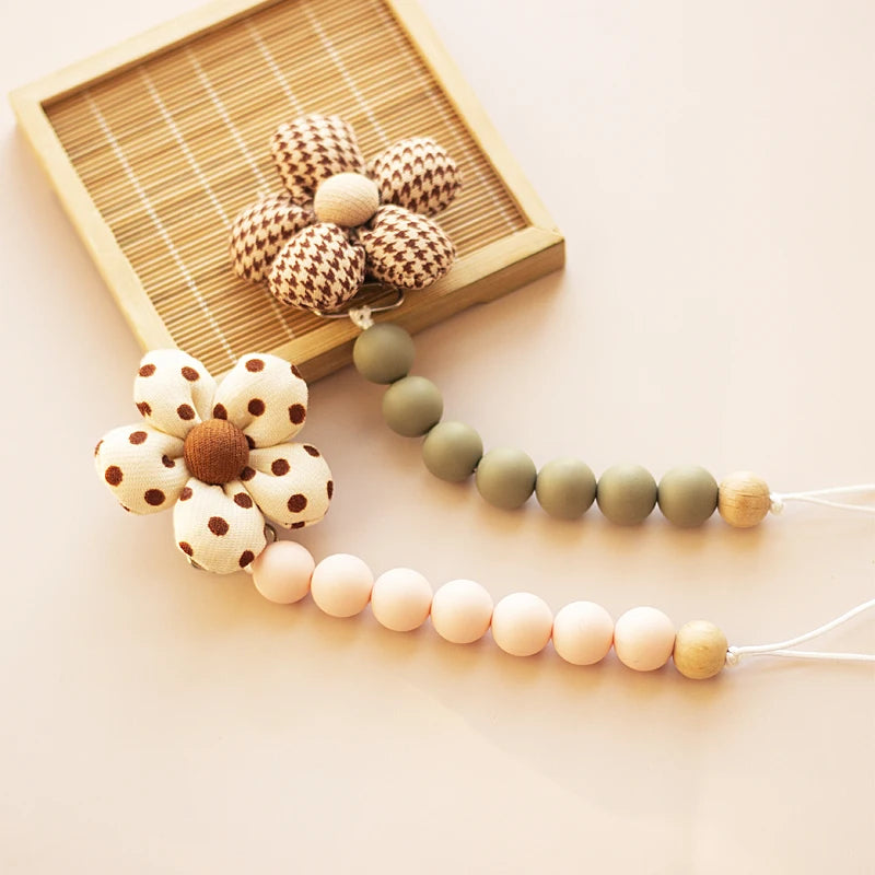 Baby Pacifier Holder Flower Silicone Dummy Clip