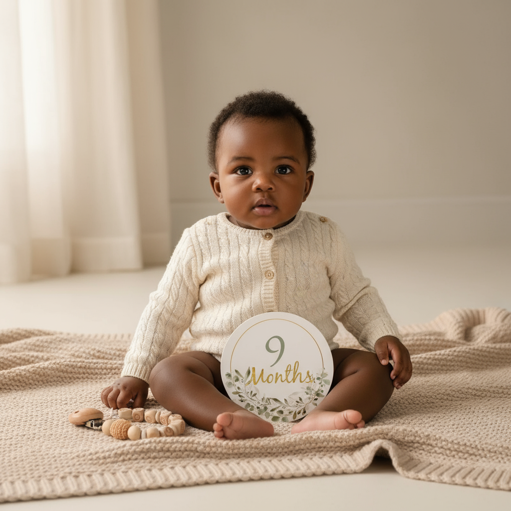 9-month-old baby milestone photo