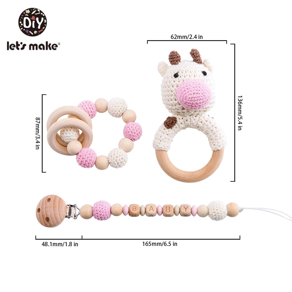 Let's Make 1pc Wooden Teether Amigurumi Baby