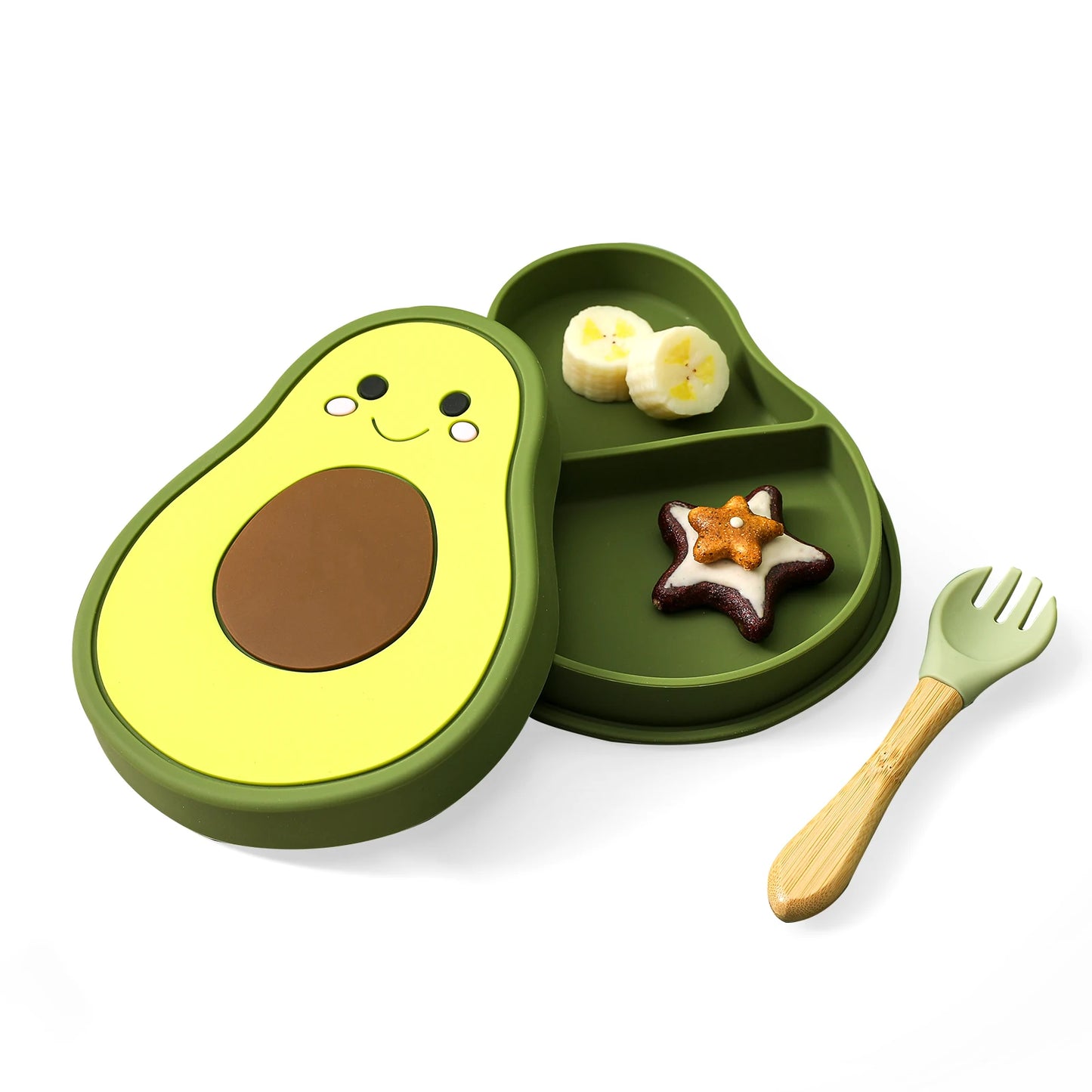 Baby Silicone Avocado Plate with Lid