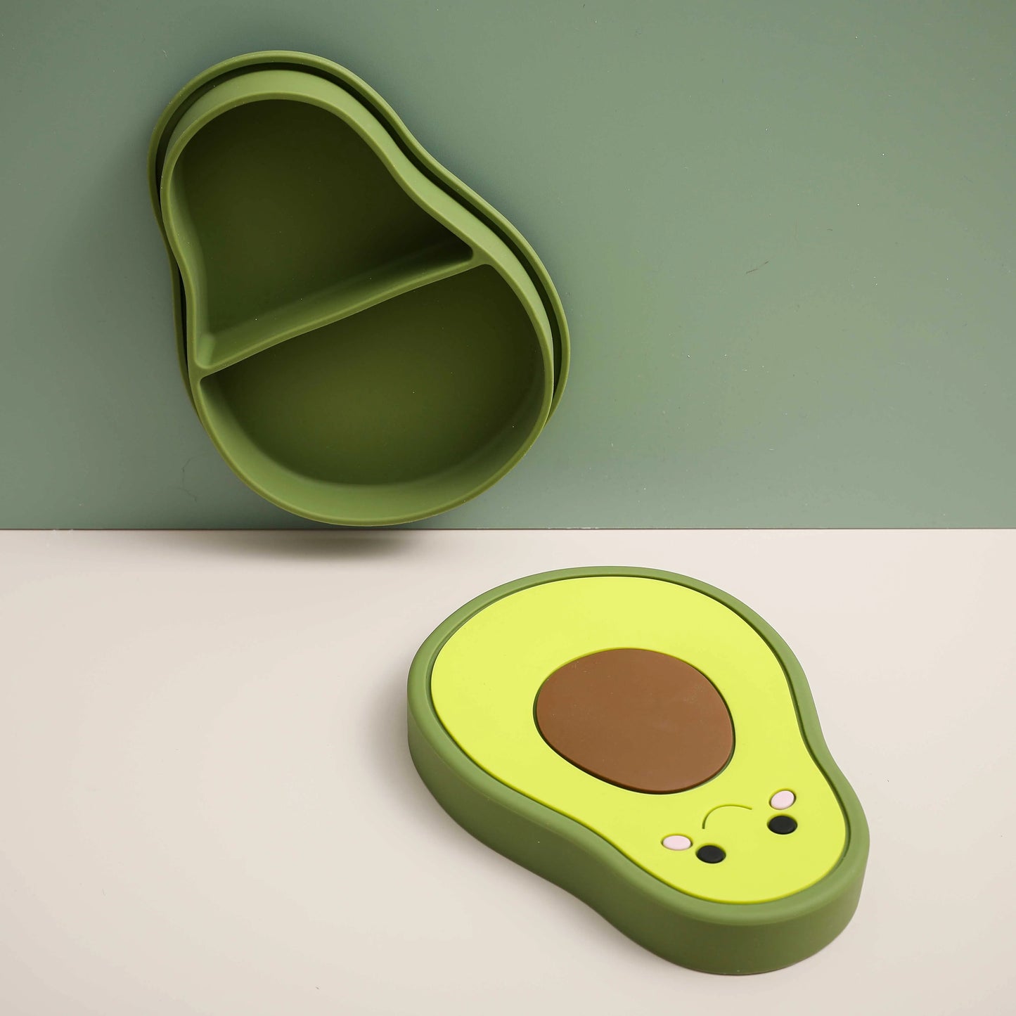 Baby Silicone Avocado Plate with Lid