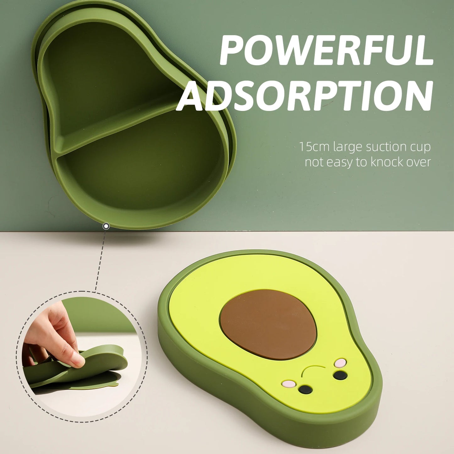 Baby Silicone Avocado Plate with Lid