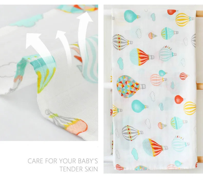 120x120cm Muslin Blanket Cotton Baby Swaddle Bamboo Stroller Cover