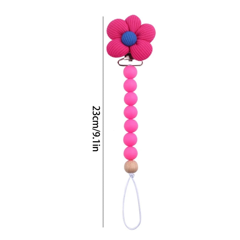 Baby Pacifier Clip Chain Beaded Flower Pacifiers Holder