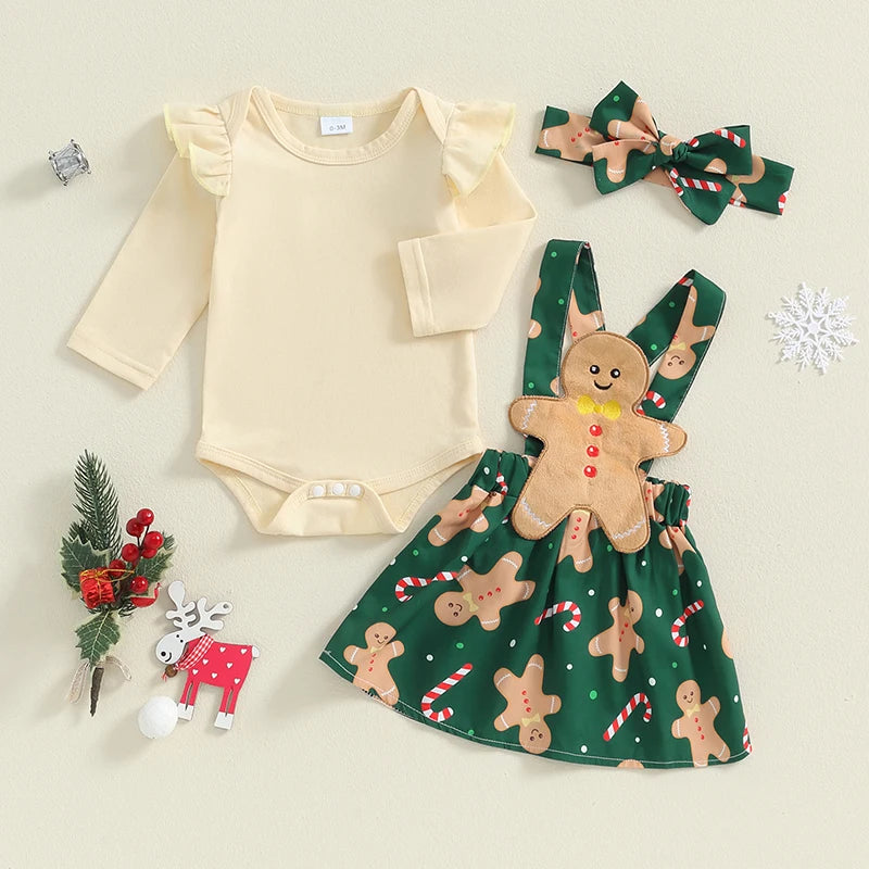 Christmas Baby Girl Outfit - Romper & Skirt Set