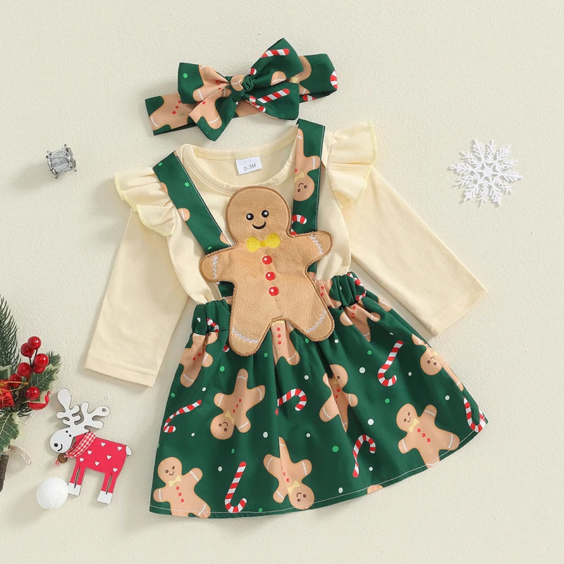 Christmas Baby Girl Outfit - Romper & Skirt Set