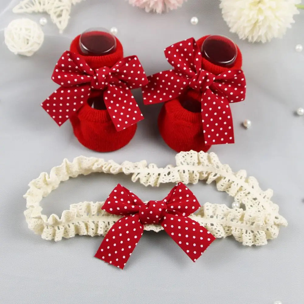 Baby Christmas Bow Socks & Headband Set