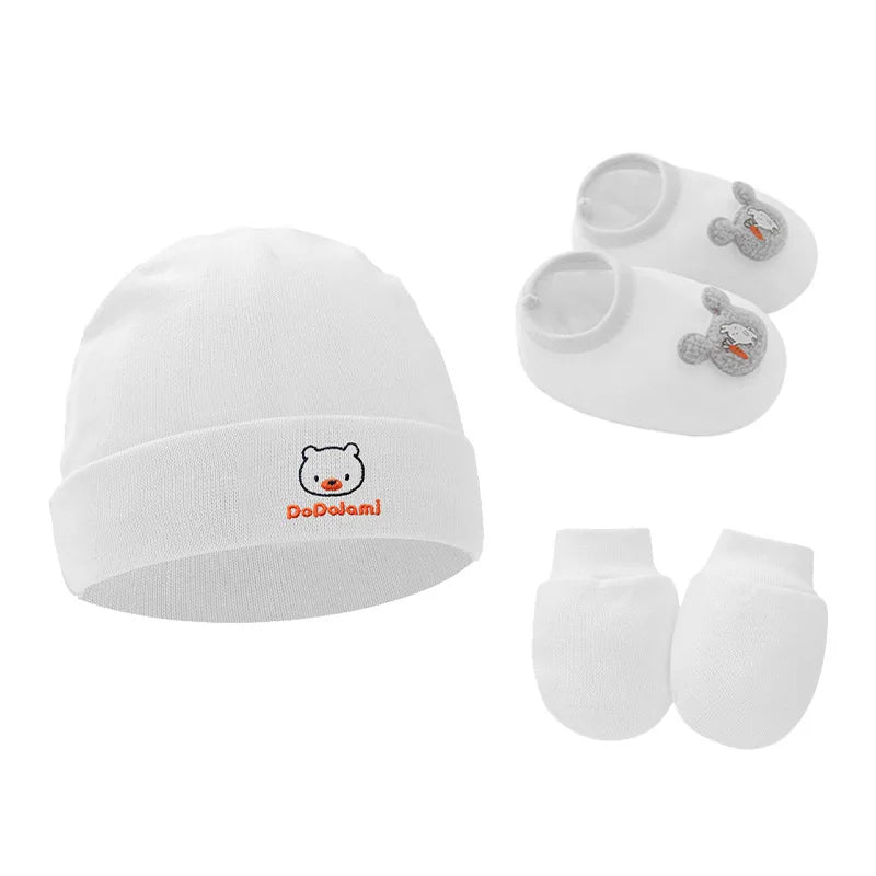 3-Piece Cotton Baby Beanie Set