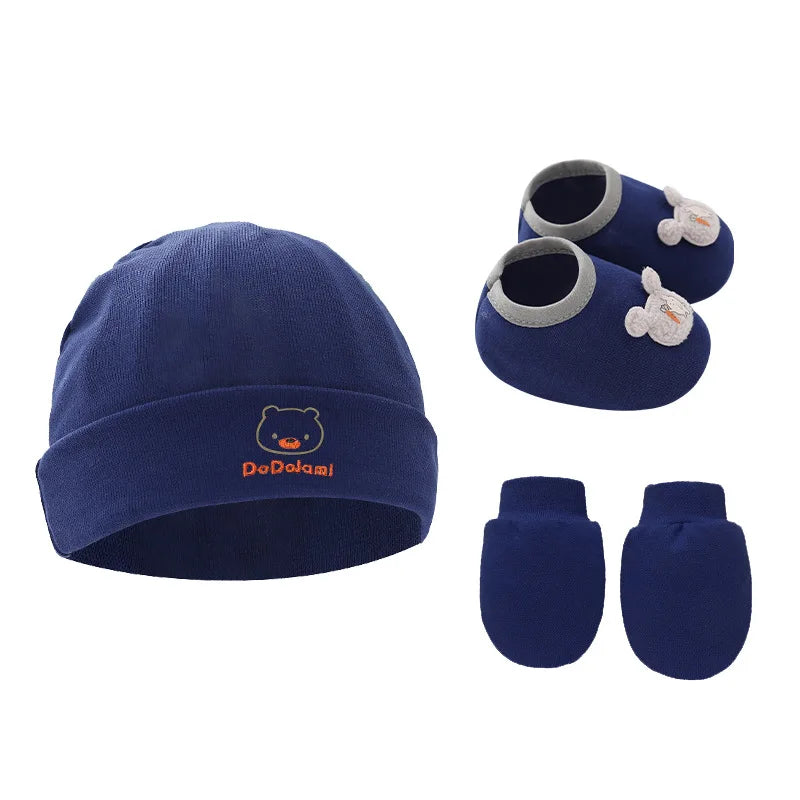3-Piece Cotton Baby Beanie Set
