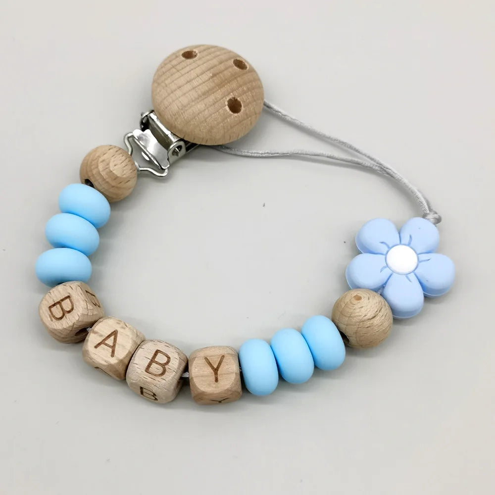 Customized Flower Silicone Bead Dummy Nipple Holder Guard Teether Pendant Newborn Stuff