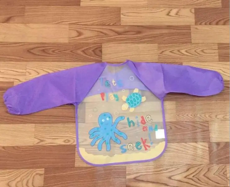 Cartoon Baby Long Sleeve Apron Waterproof Toddler Feeding Bibs