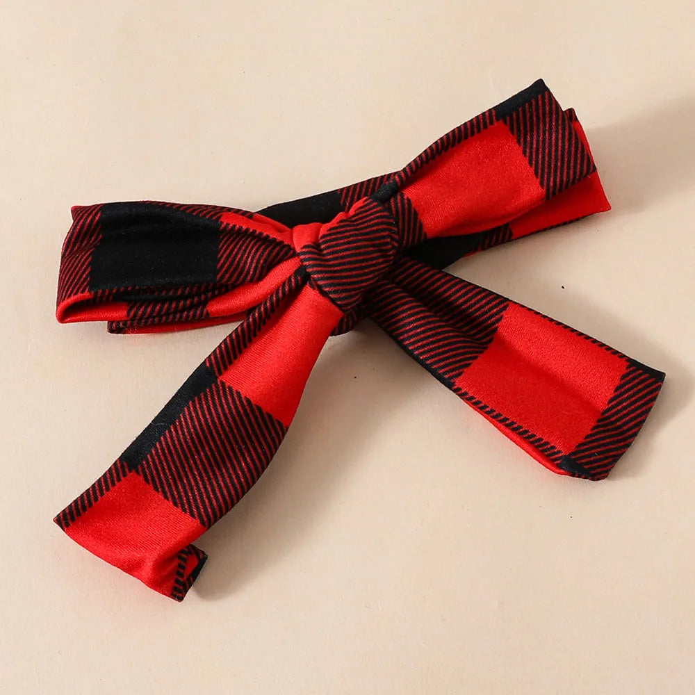 Christmas Baby Girl Outfit Set - Elk Print Bodysuit & Plaid Pants