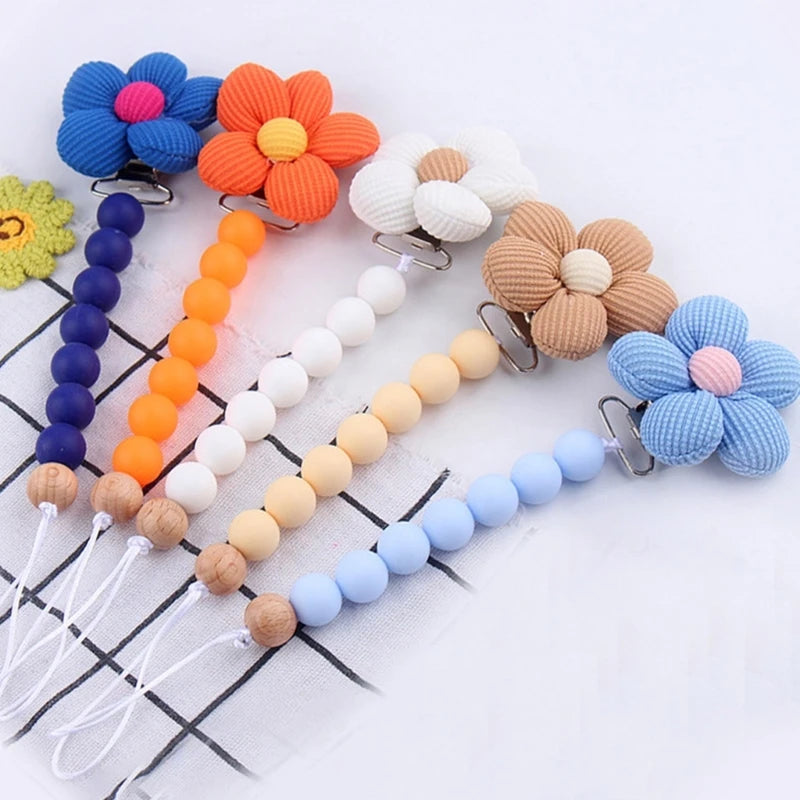 Baby Pacifier Clip Chain Beaded Flower Pacifiers Holder