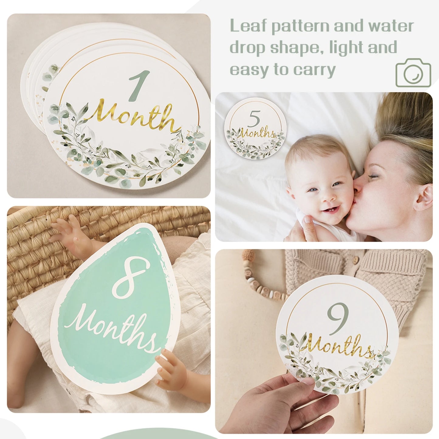 Baby Milestone Number Monthly Memorial Cards For Newborn