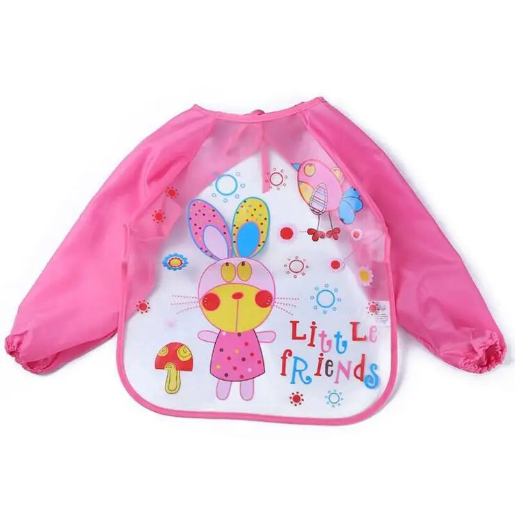 Cartoon Baby Long Sleeve Apron Waterproof Toddler Feeding Bibs