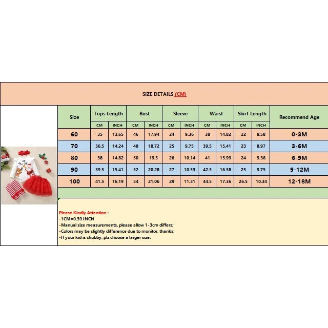 4PCS Baby Girl Christmas Outfit Set