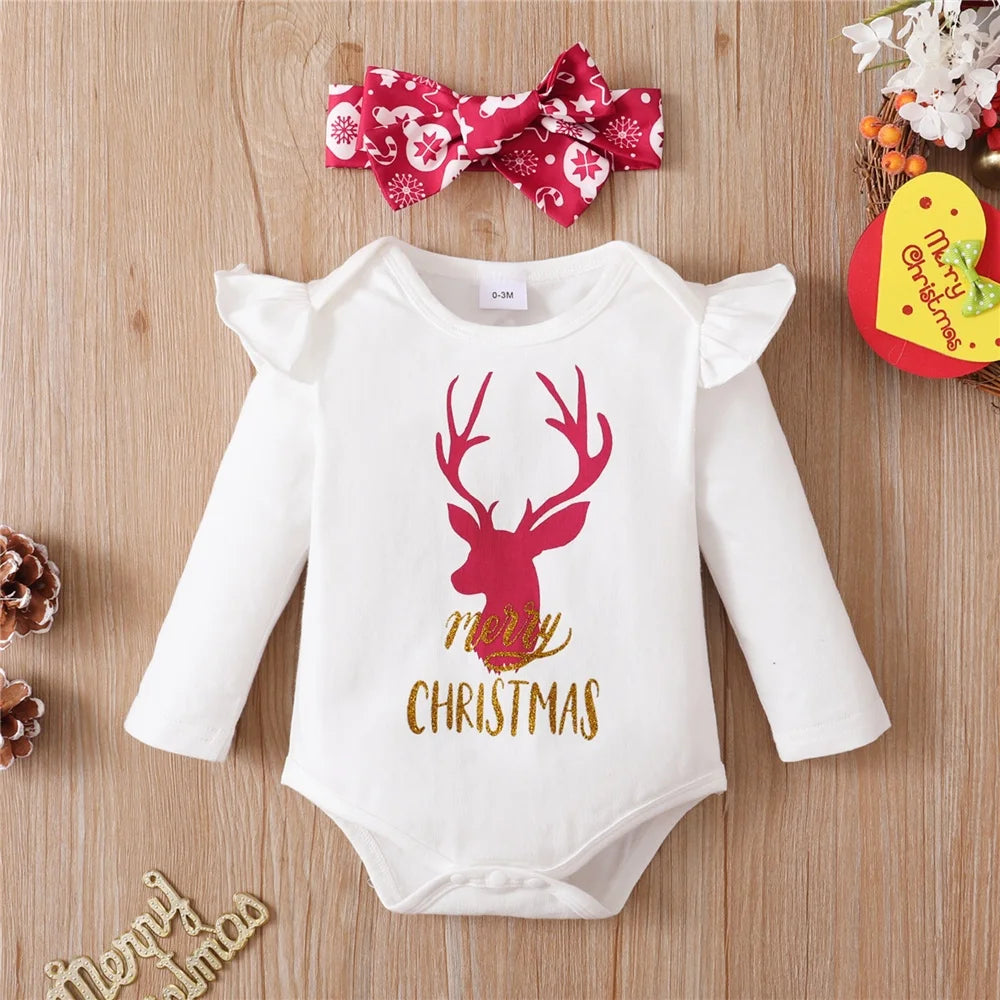 Baby Girl Christmas Costume Set - 3 Piece Outfit