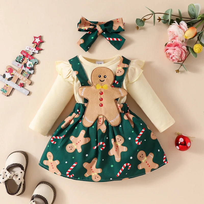 Christmas Baby Girl Outfit - Romper & Skirt Set