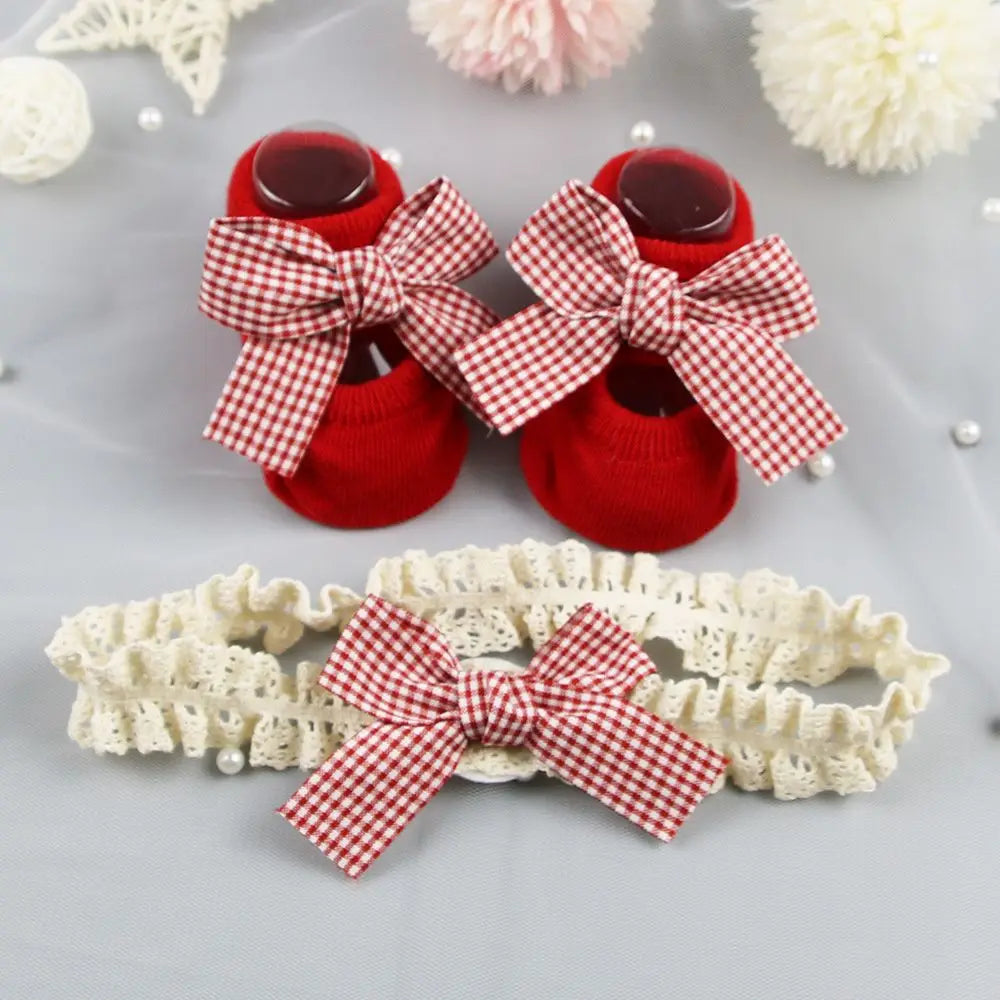 Baby Christmas Bow Socks & Headband Set
