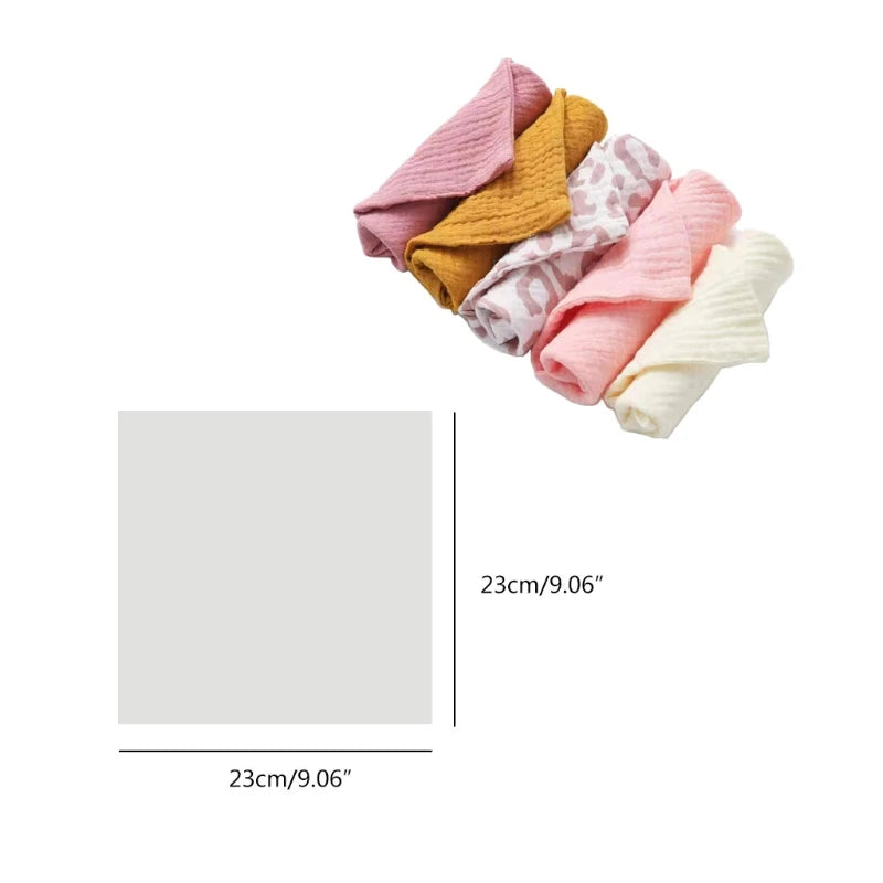 5 Pcs Baby Cotton Square Towels Muslin