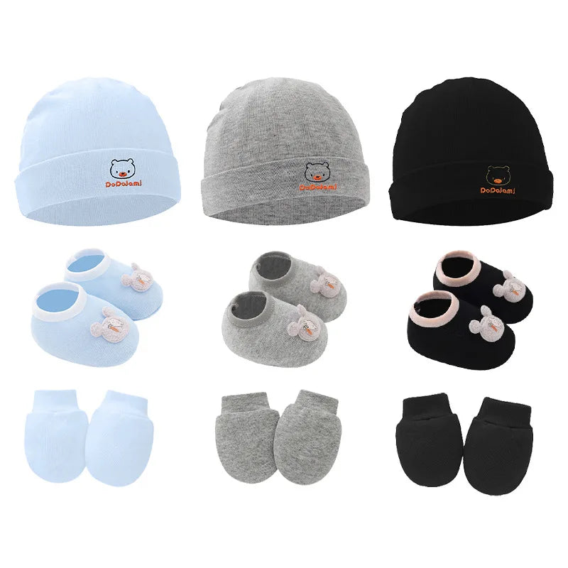 3-Piece Cotton Baby Beanie Set