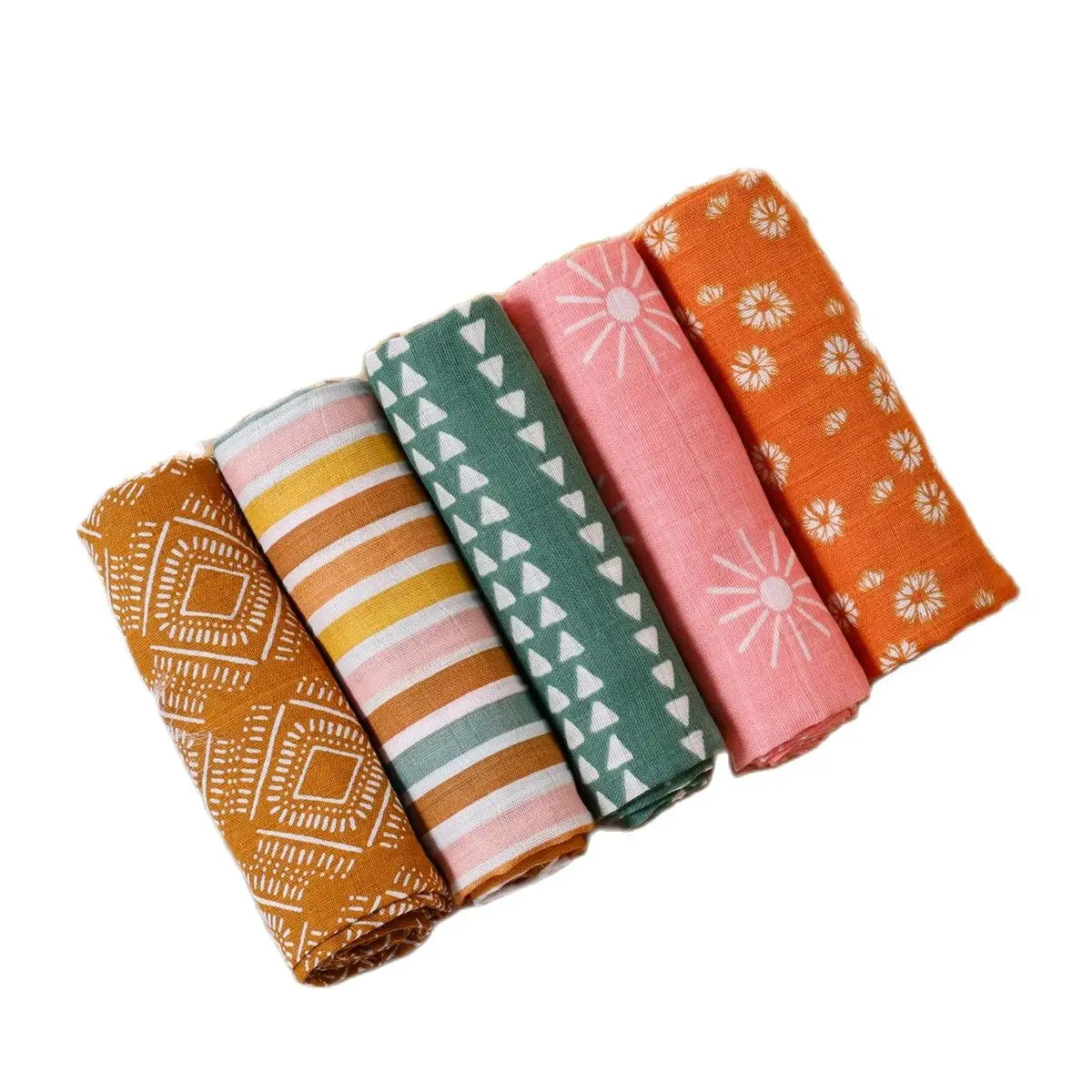 5Pcs Super Soft Muslin Swaddle Feeding Burp Cloth