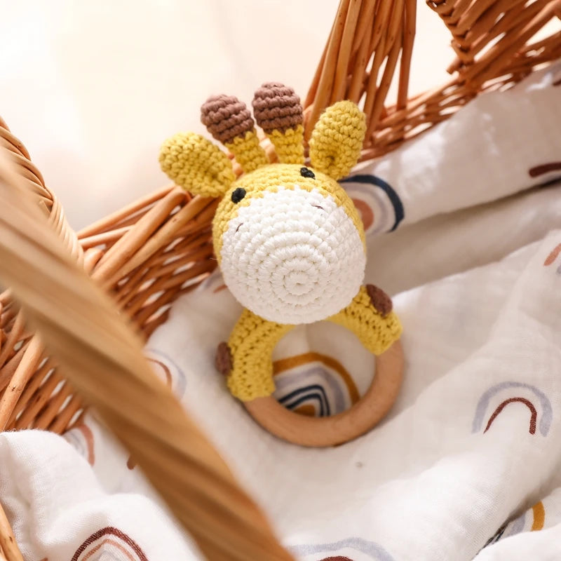 Baby Crochet Rattle Toys Stroller Crochet Pendant Set for Newborn