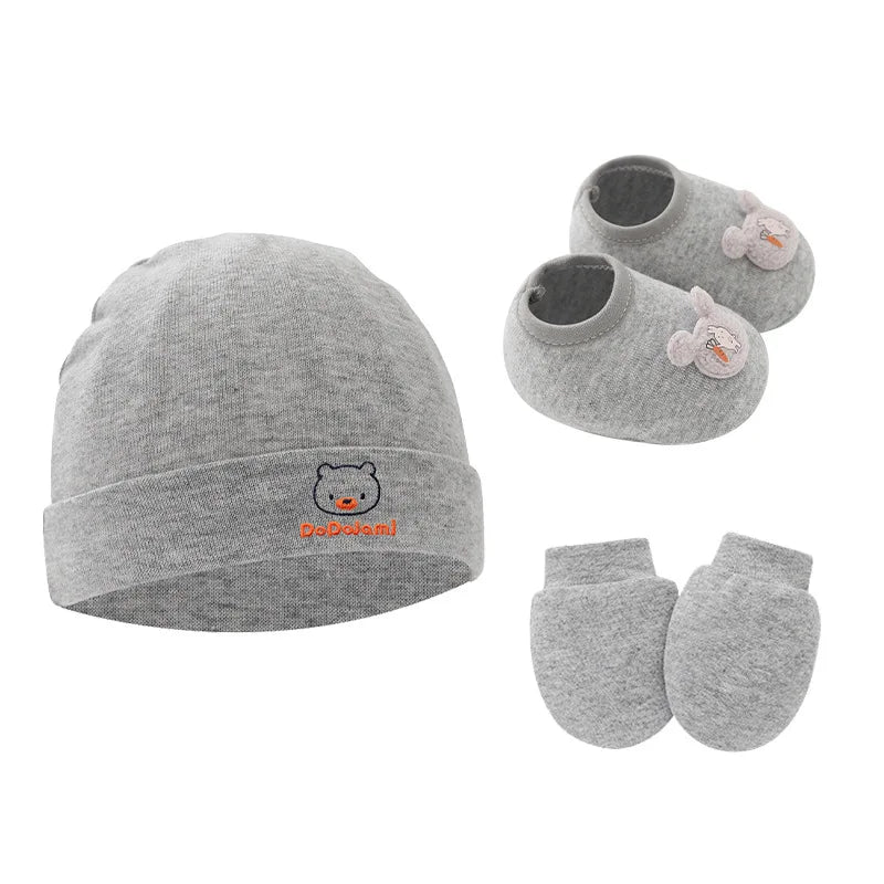3-Piece Cotton Baby Beanie Set