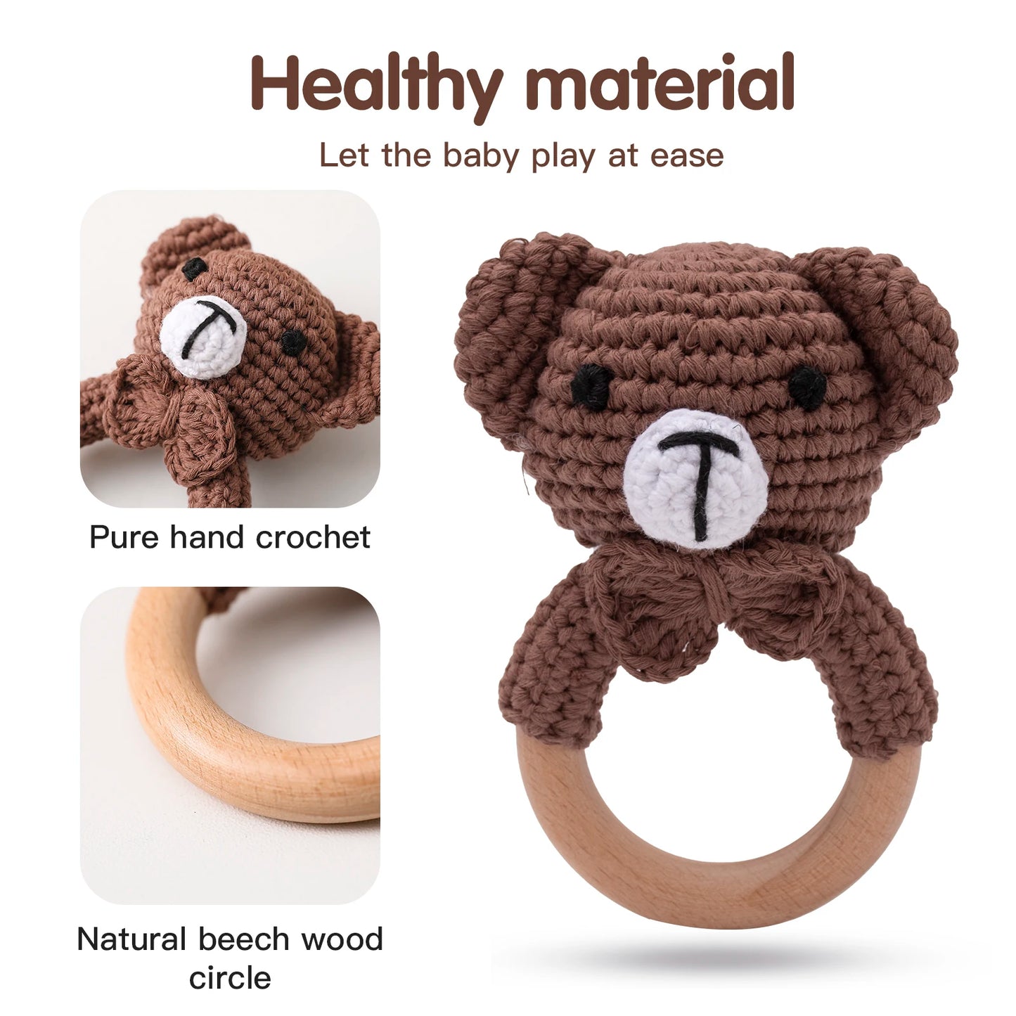 Baby Crochet Rattle Toys Stroller Crochet Pendant Set for Newborn