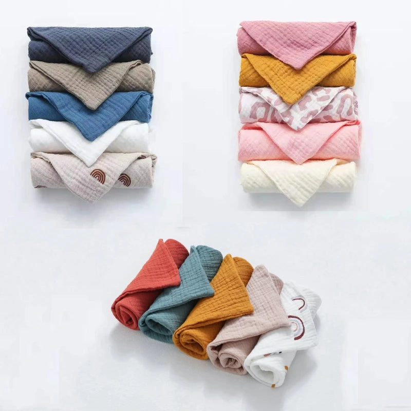 5 Pcs Baby Cotton Square Towels Muslin