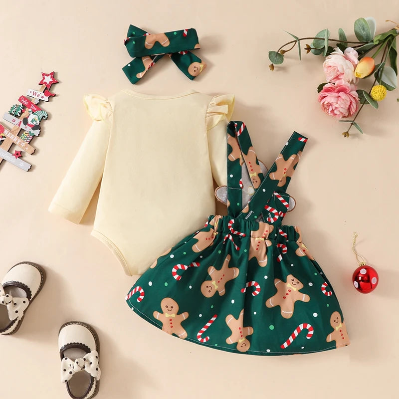 Christmas Baby Girl Outfit - Romper & Skirt Set
