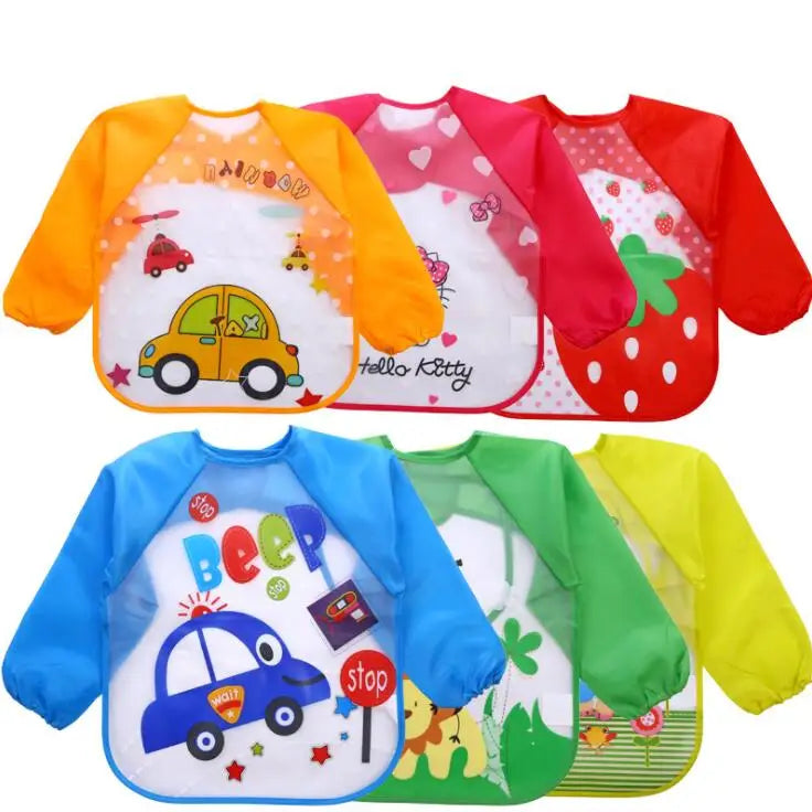 Cartoon Baby Long Sleeve Apron Waterproof Toddler Feeding Bibs