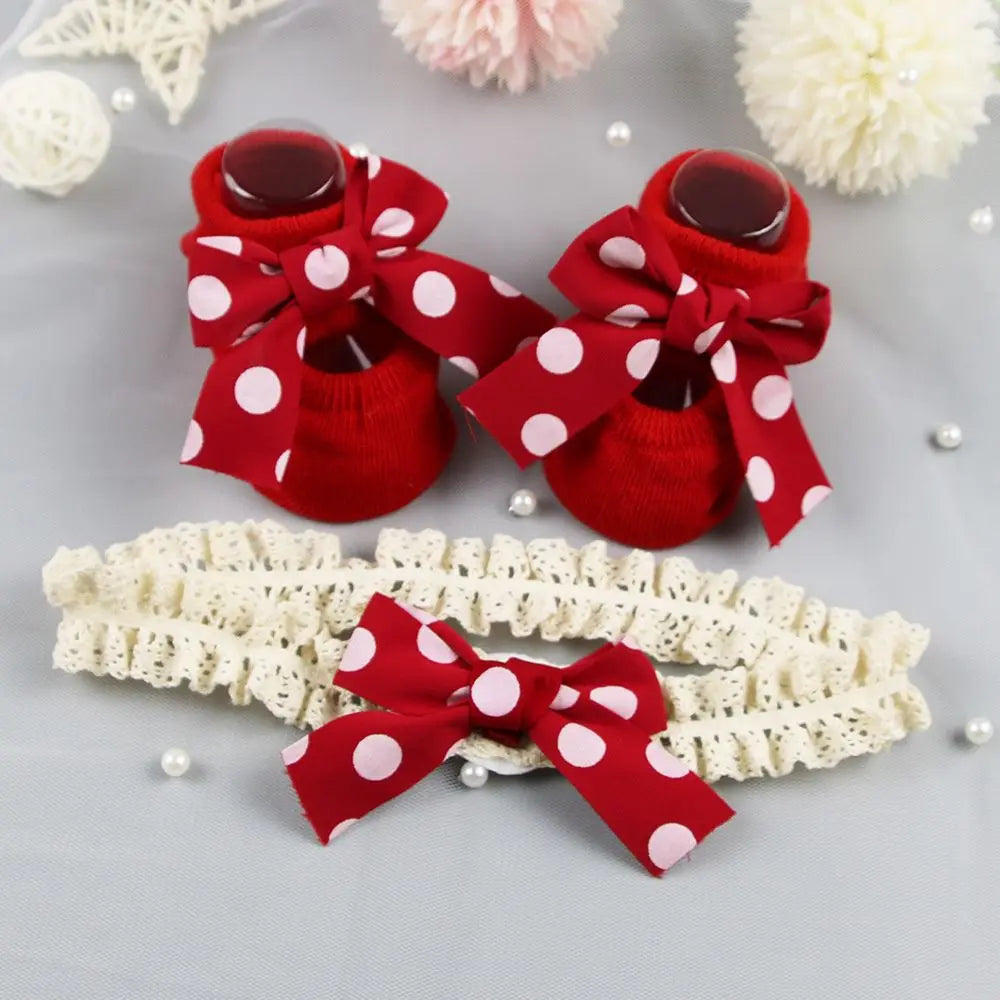 Baby Christmas Bow Socks & Headband Set
