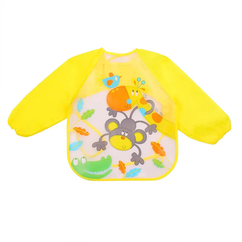 Cartoon Baby Long Sleeve Apron Waterproof Toddler Feeding Bibs