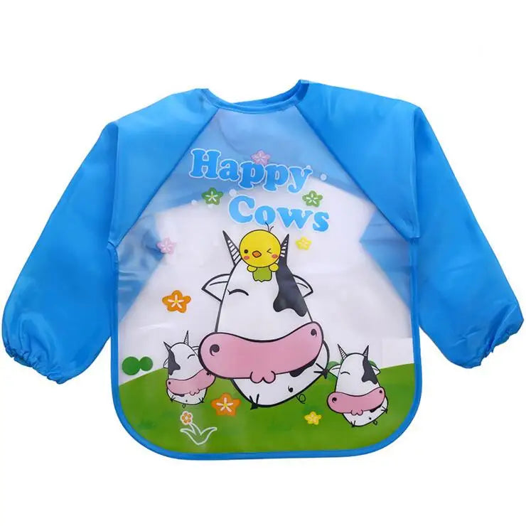 Cartoon Baby Long Sleeve Apron Waterproof Toddler Feeding Bibs