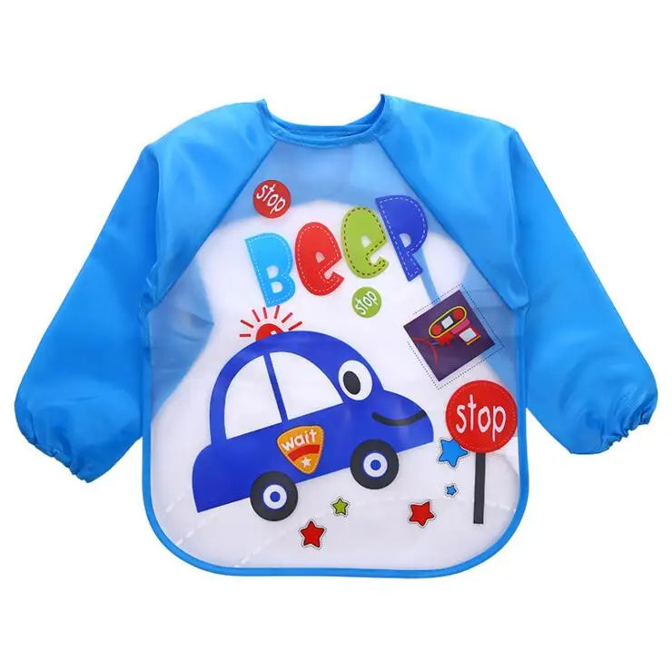 Cartoon Baby Long Sleeve Apron Waterproof Toddler Feeding Bibs