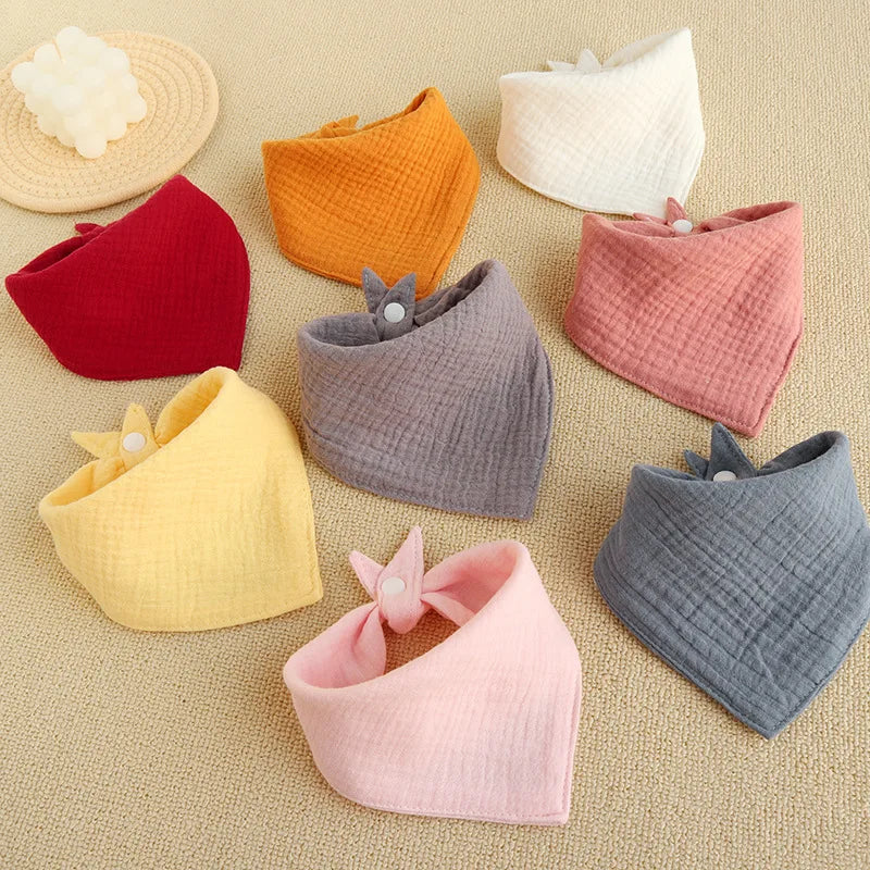 Cotton Muslin Baby Bibs Solid Color Soft Burp Cloth