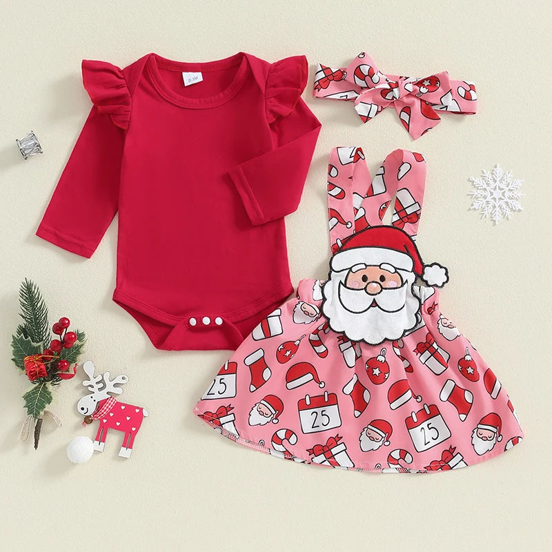 Christmas Baby Girl Outfit - Romper & Skirt Set