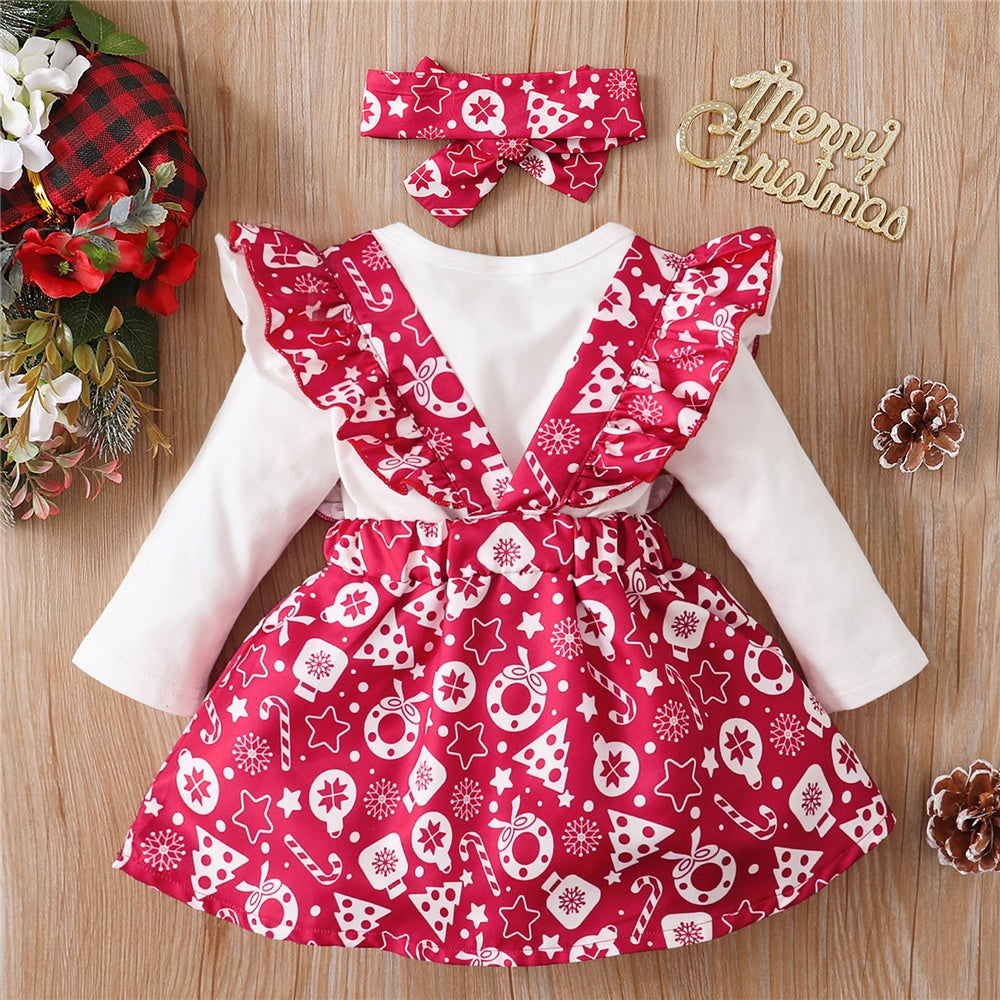 Baby Girl Christmas Costume Set - 3 Piece Outfit