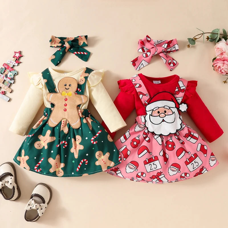 Christmas Baby Girl Outfit - Romper & Skirt Set