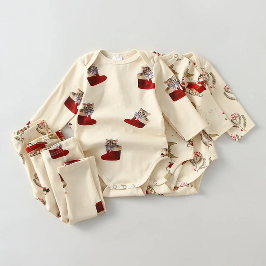 Christmas Cotton Bodysuit Leggings Set