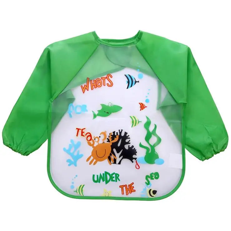 Cartoon Baby Long Sleeve Apron Waterproof Toddler Feeding Bibs