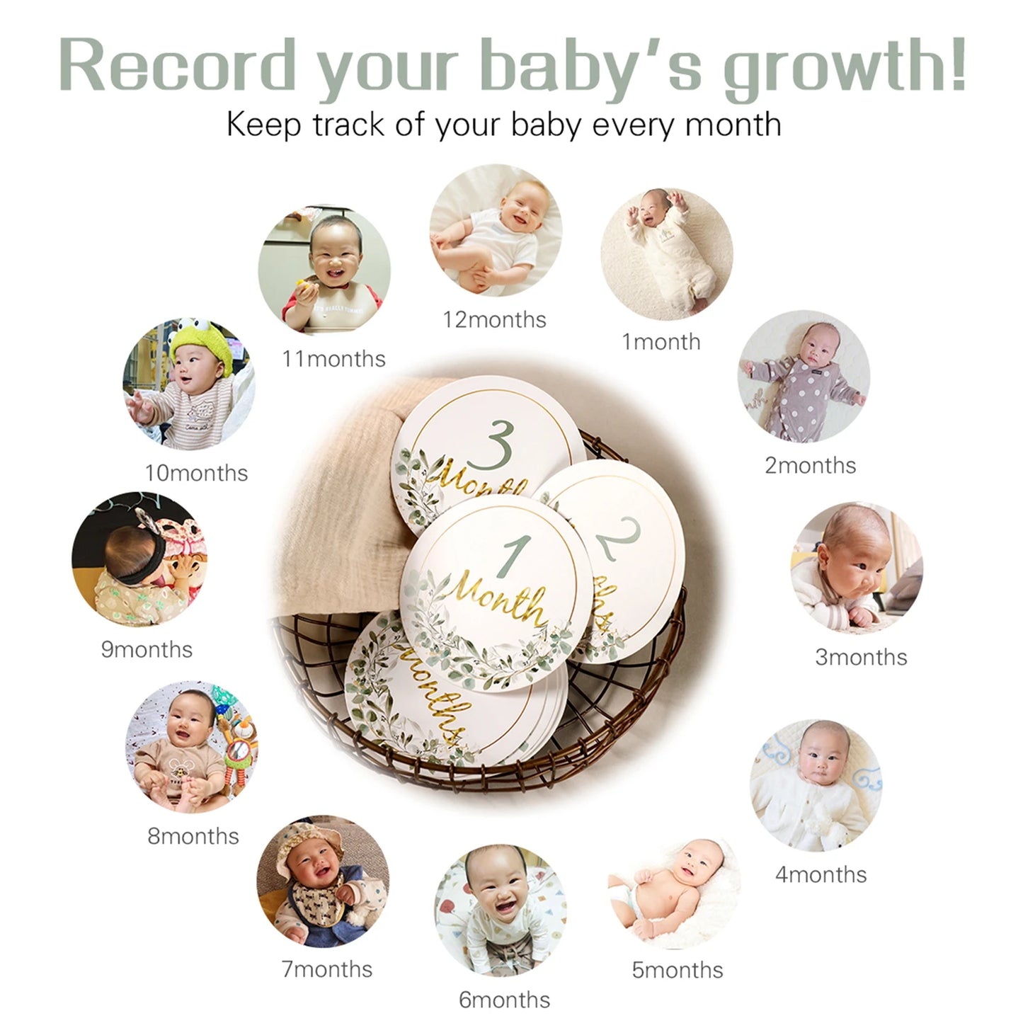 Baby Milestone Number Monthly Memorial Cards For Newborn