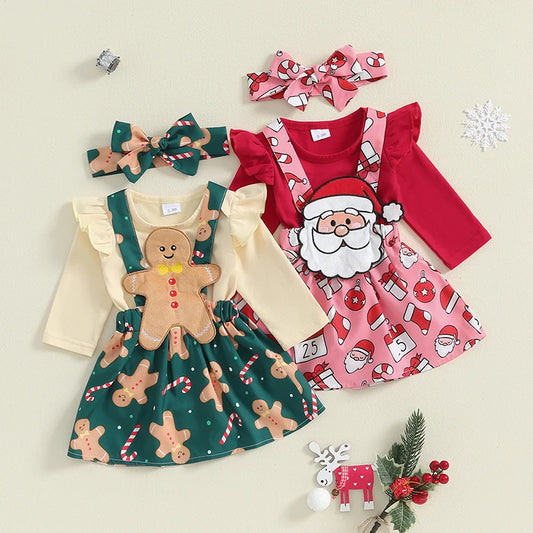 Christmas Baby Girl Outfit - Romper & Skirt Set