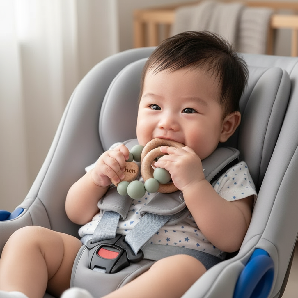Baby Chen with personalized teether